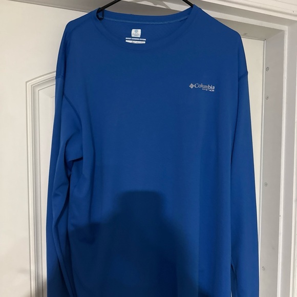 Columbia Mens Blue Stretch Long Sleeve Crew Neck T-Shirt Size Extra Large Pfg - Picture 1 of 4